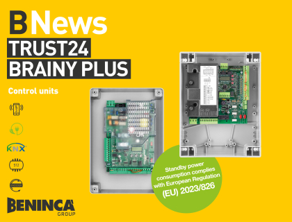 New control units for swing gates: connected, compatible and compliant with European Regulation (EU) 2023/826